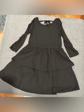 Epic Threads Black Tiered Girls' Dress with Back Tie - M